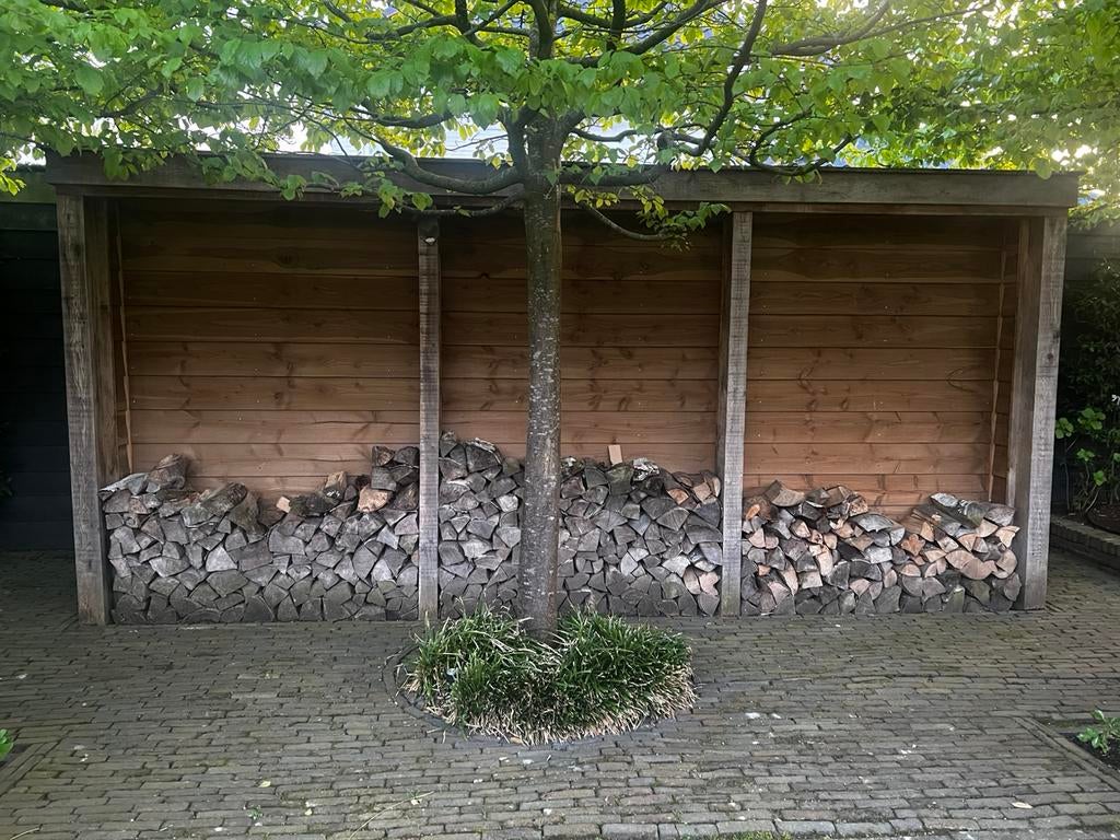 Schuur met hout opslag  5 x 1,50 x 2,25 meter., Tuin en Terras, Tuinhuizen, Ophalen, Gebruikt, Schuur, Minder dan 200 cm