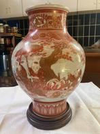 Antieke Kutani Vaas (Japan) met gat voor netsnoer, Ophalen of Verzenden