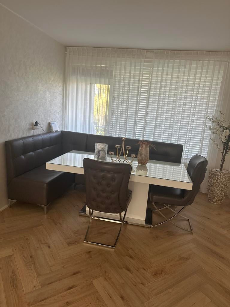 Eethoek set met bank en tafel!!, Ophalen, Gebruikt, Minder dan 4 stoelen