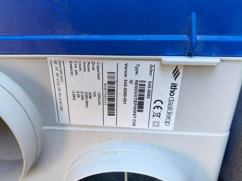 Itho Daalderop Centrale Afzuiger RFT CVE, Ophalen of Verzenden, Luchtbevochtiger