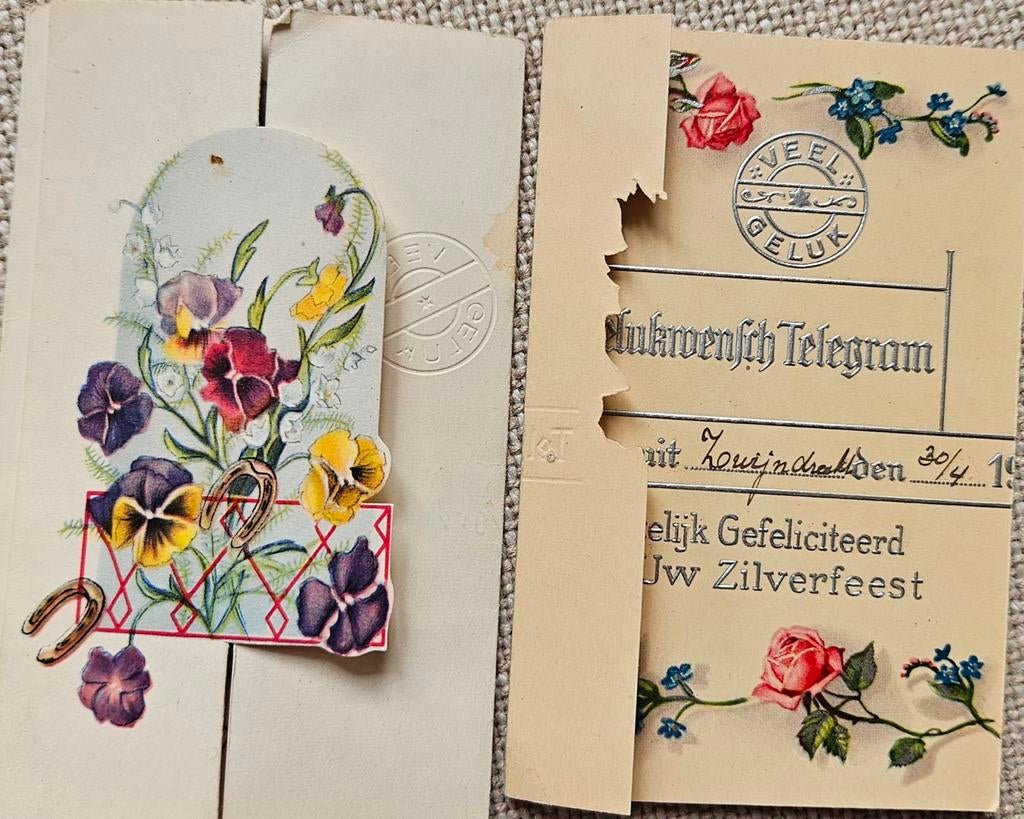 5 oude gelukstelegrammen, Ophalen of Verzenden