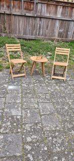 Houten bistro set: 2 stoelen en 1 tafel, Tuin en Terras, Tuinsets en Loungesets, Ophalen of Verzenden, Hout, 2 zitplaatsen