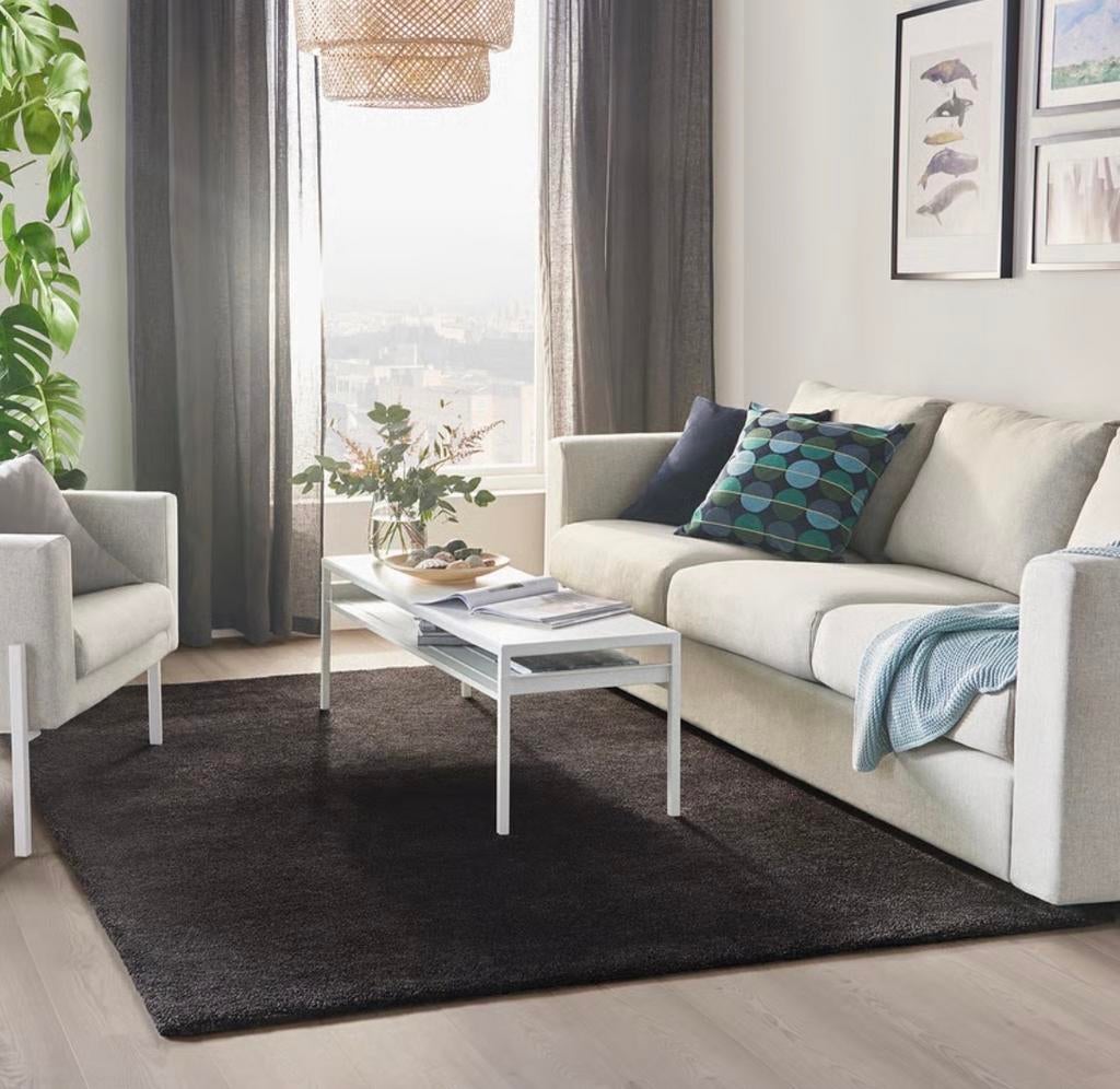 IKEA Stoense vloerkleed, donkergrijs, Huis en Inrichting, Ophalen, Zo goed als nieuw, 200 cm of meer, Grijs