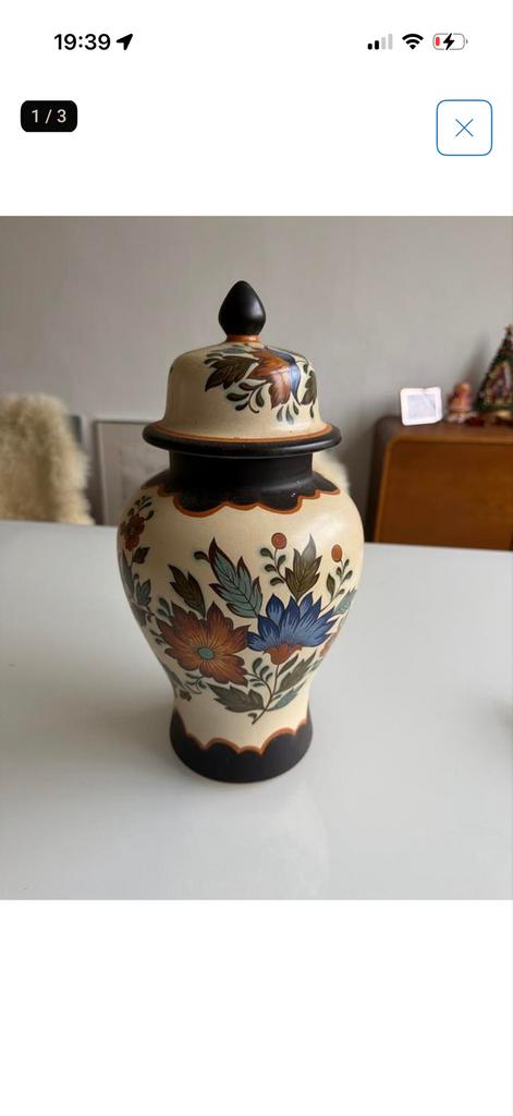 Flora Gouda Plateel Holland Handwerk vaas met deksel, Ophalen
