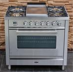 Luxe Fornuis Boretti 90cm rvs + rvs 5 pits frytop 1 oven, Witgoed en Apparatuur, Fornuizen, Niet ingevuld, 60 cm of meer, Niet ingevuld