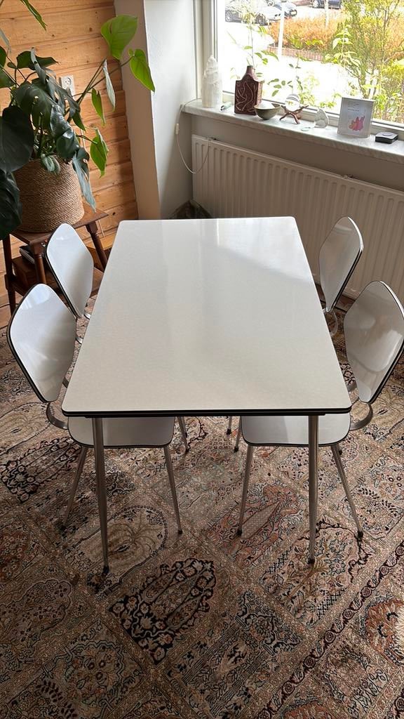 Formica eettafelset vintage izgs, Ophalen, Gebruikt, Vintage, 4 tot 6 stoelen