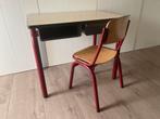 Retro vintage schoolbank + stoel onderbouw tafel, Ophalen, Gebruikt, Tafel(s) en Stoel(en)