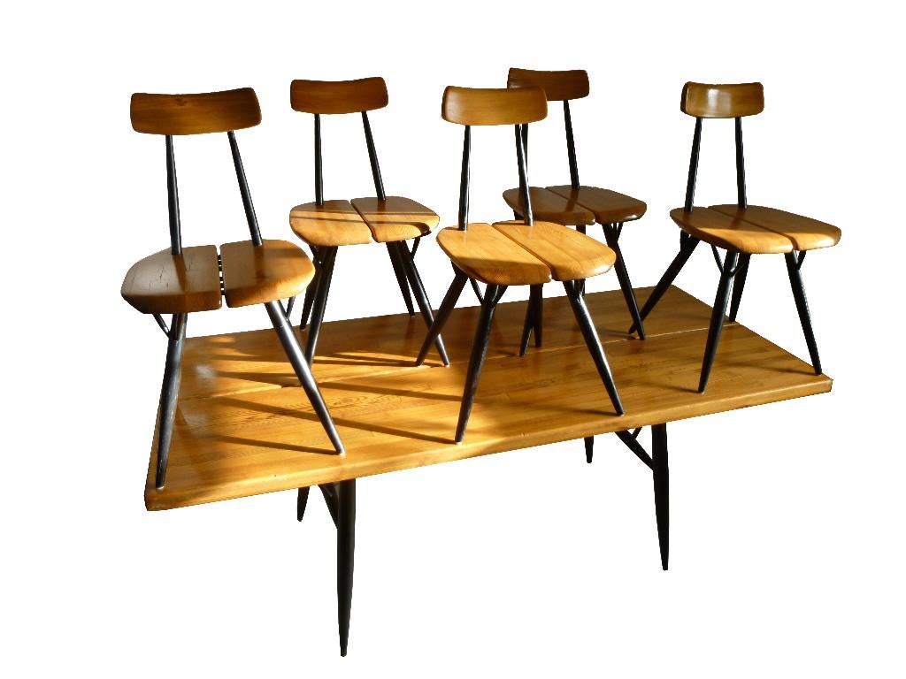 Fantastische vintage eetkamer set Pirrka design Tapiovaara, Ophalen, Gebruikt, 4 tot 6 stoelen