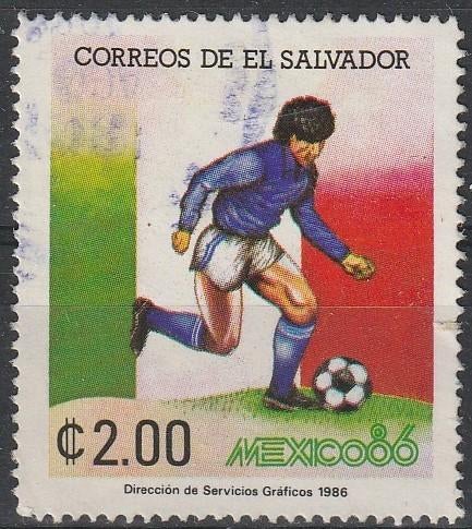 2175. El Salvador 1610 gest. WK Voetbal, Ophalen of Verzenden, Gestempeld, Noord-Amerika