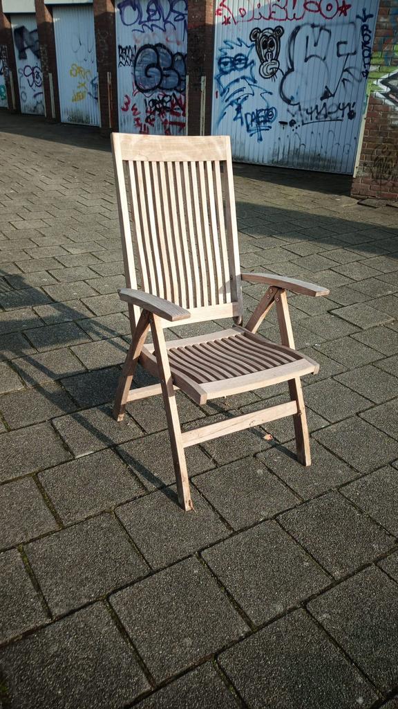 Hardhouten tuinstoelen (4x), Tuin en Terras, Tuinstoelen, Ophalen, Gebruikt, Hout, Verstelbaar