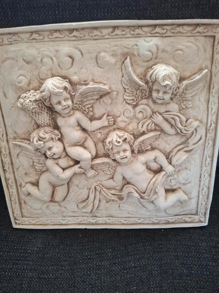 Decoratieve reliëf engel wanddecoratie, Verzamelen, Beelden en Beeldjes, Ophalen of Verzenden
