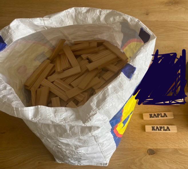 Grote verzameling Kapla +- 387 houtjes, Kinderen en Baby's, Speelgoed | Bouwstenen, Gebruikt, Ophalen of Verzenden