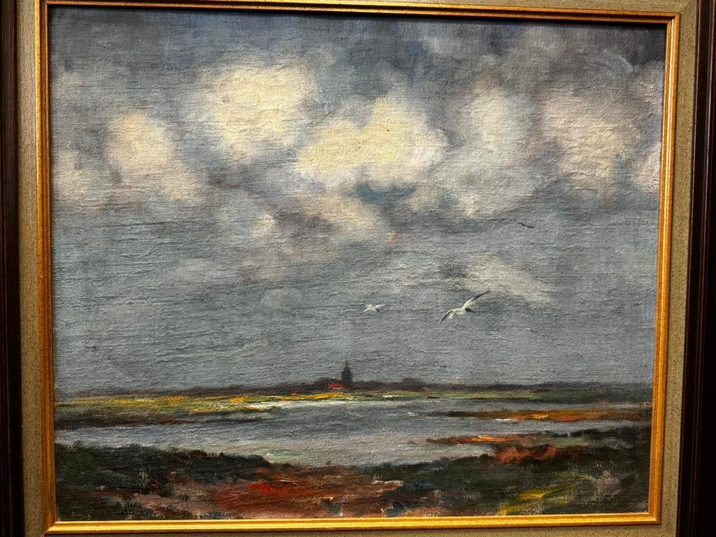 impressionistische  olieverf schilderij Haagse school, Antiek en Kunst, Kunst | Schilderijen | Klassiek, Ophalen of Verzenden