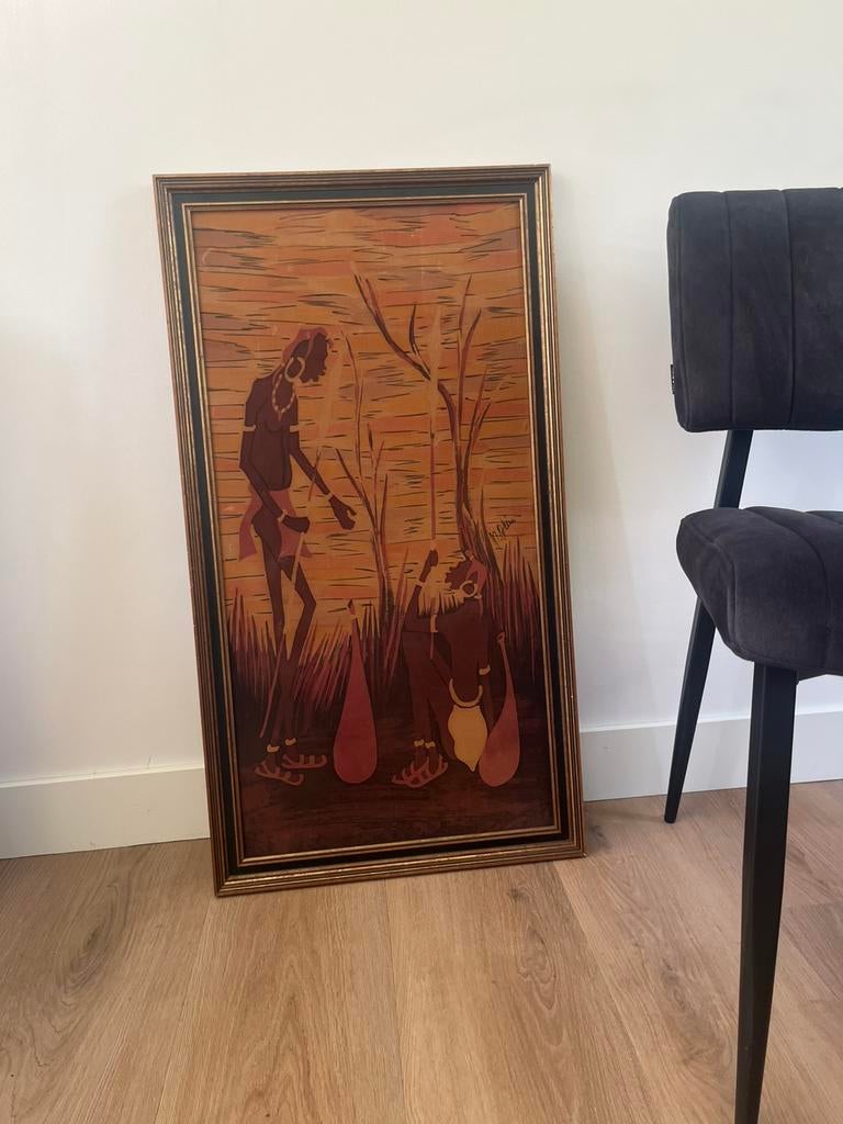 schilderij/ ingelijst doek, Ophalen of Verzenden, Zo goed als nieuw, Schilderij, 75 cm of meer