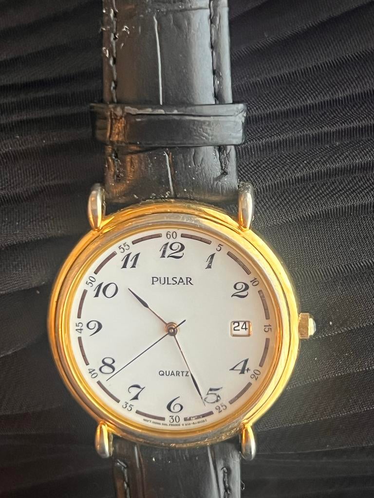 Pulsar Quartz Polshorloge met Leren Bandje, Overige merken, Overige materialen, Polshorloge, Ophalen of Verzenden