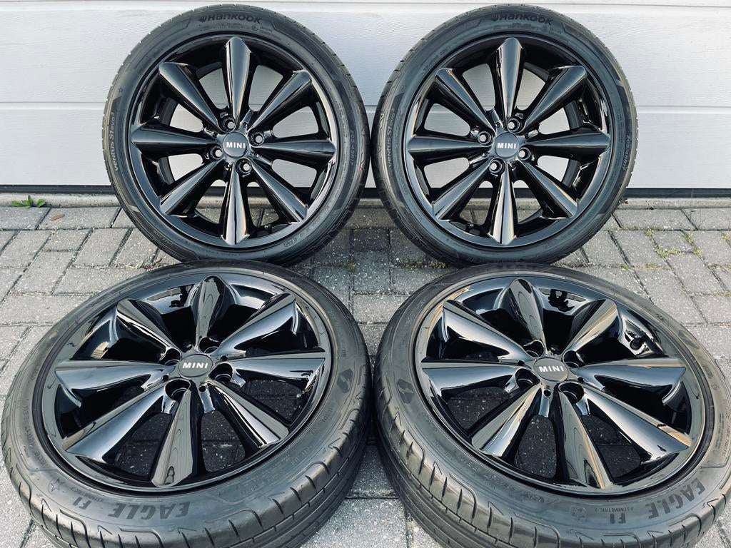 17 Inch Zwarte Originele Mini Cooper Velgen 205/45/17 4x100, Auto-onderdelen, Banden en Velgen, Banden en Velgen, 17 inch, Zomerbanden