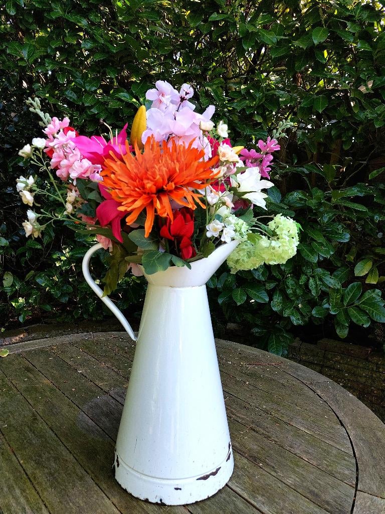 Emaille kan wit #2 BLOSSOM BROCANTE, Ophalen of Verzenden