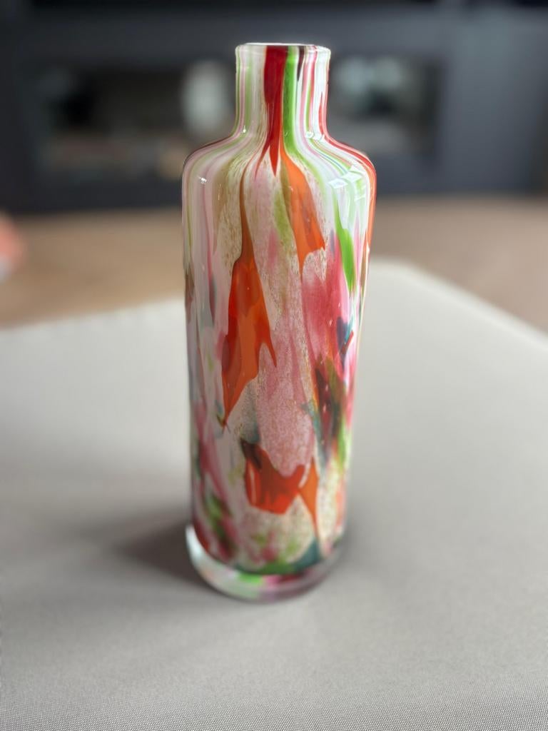 Kleurrijke glazen vaas, Ophalen, Overige kleuren, Glas, Minder dan 50 cm