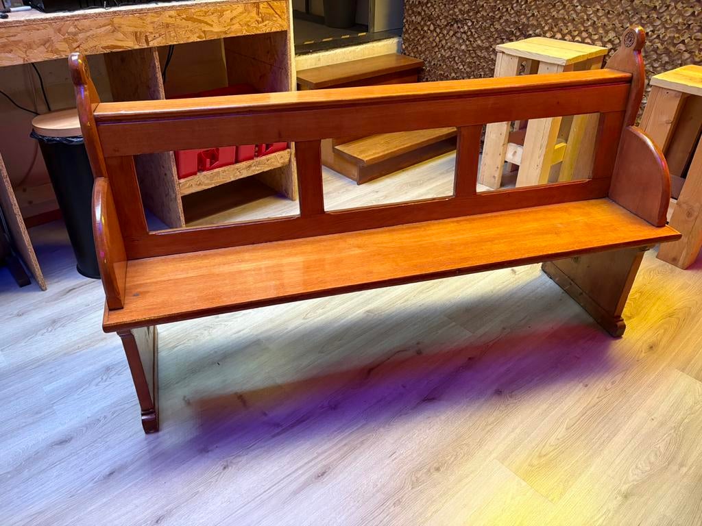 Authentieke kerkbank (bidbank) massief hout 170 cm, Ophalen