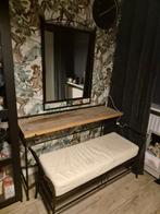 Kaptafel met bankje en spiegel - 128.5cm breed, Ophalen, Gebruikt, 100 tot 150 cm, Minder dan 100 cm