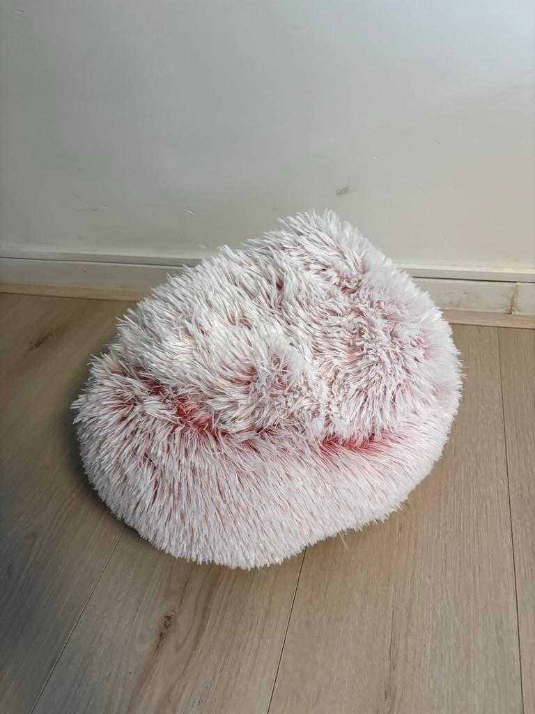 Superzachte fluffy kattenmand / holletje (Roze/Wit), Dieren en Toebehoren, Ophalen of Verzenden, Zo goed als nieuw, Pluche