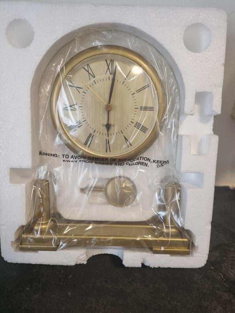 Goudkleurige pendule klok, Antiek en Kunst, Antiek | Klokken, Ophalen of Verzenden