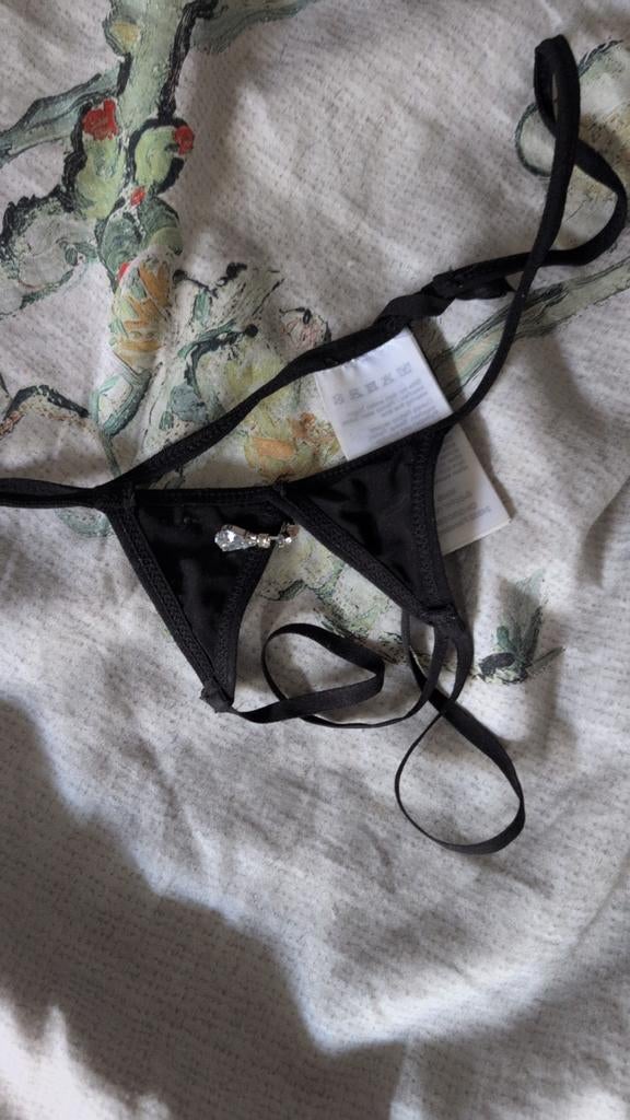 Cottelli Collection Tanga String Open Kruis Zwart S, Kleding | Dames, Ondergoed en Lingerie, Cottelli Collection, Verzenden, Zwart