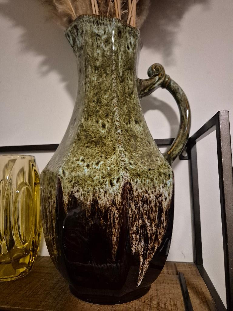 Groen-bruine West Germany vaas 40 cm hoog, Antiek en Kunst, Antiek | Vazen, Ophalen