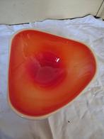 Vintage zware Murano glas schaal, oranje, Ophalen of Verzenden