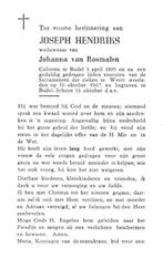 Hendriks Joseph 1895-1967 Budel, Ophalen of Verzenden