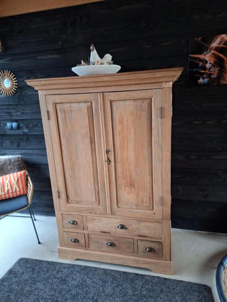Zware teak houten kast, Huis en Inrichting, Kasten | Televisiemeubels, Gebruikt, 150 tot 200 cm, 100 tot 150 cm, 50 tot 75 cm