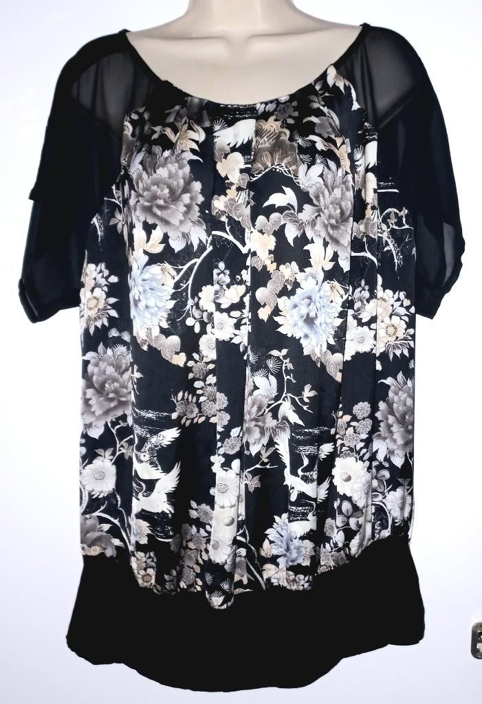 MS Mode blouse maat 48, Ophalen of Verzenden, Zo goed als nieuw, Zwart, Blouse of Tuniek