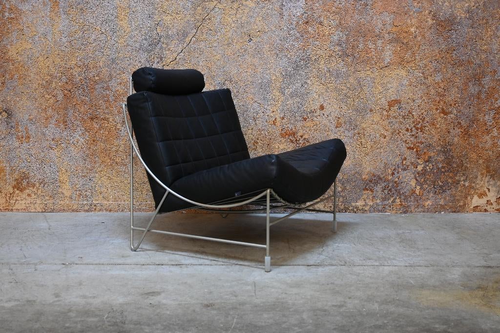 ZGANieuw! zwarte leren Leolux Volare design fauteuil, Huis en Inrichting, Fauteuils, Leolux, Leolux, 75 tot 100 cm, Ophalen of Verzenden