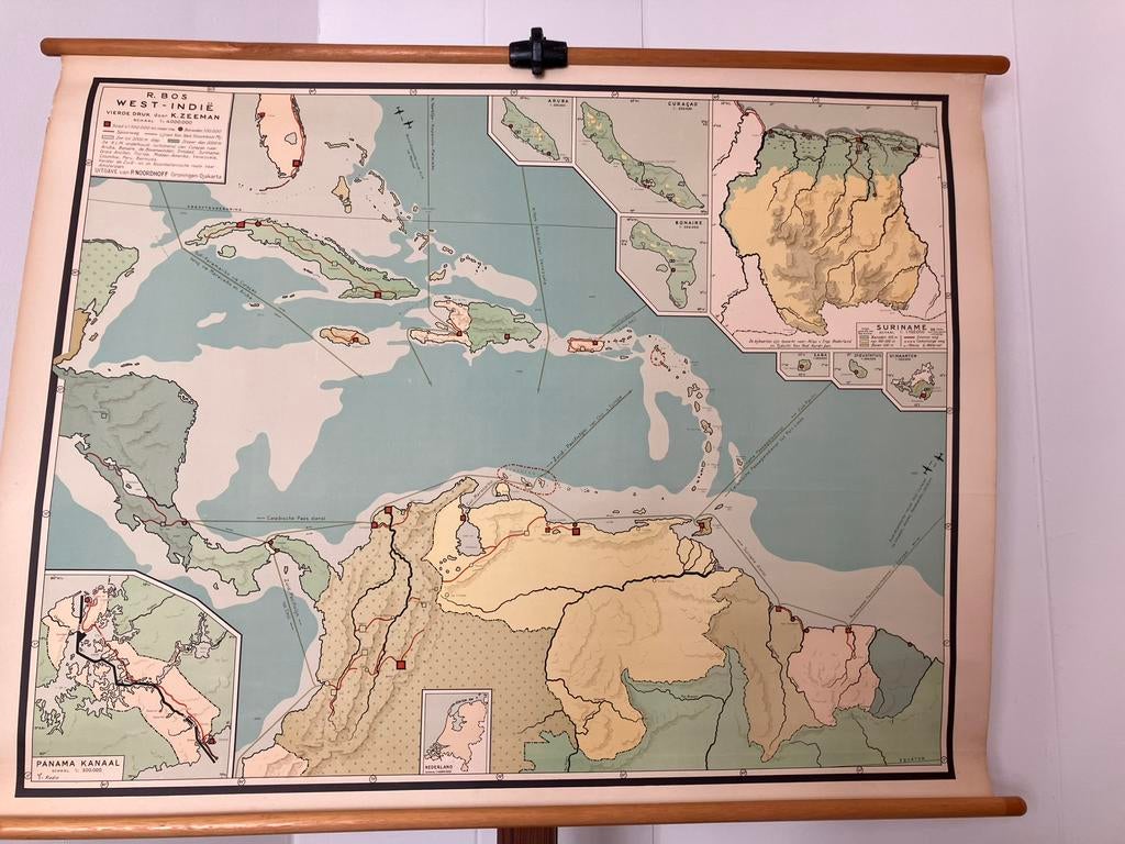 Schoolplaat West Indië, Antiek en Kunst, Antiek | Schoolplaten, Ophalen of Verzenden, Aardrijkskunde