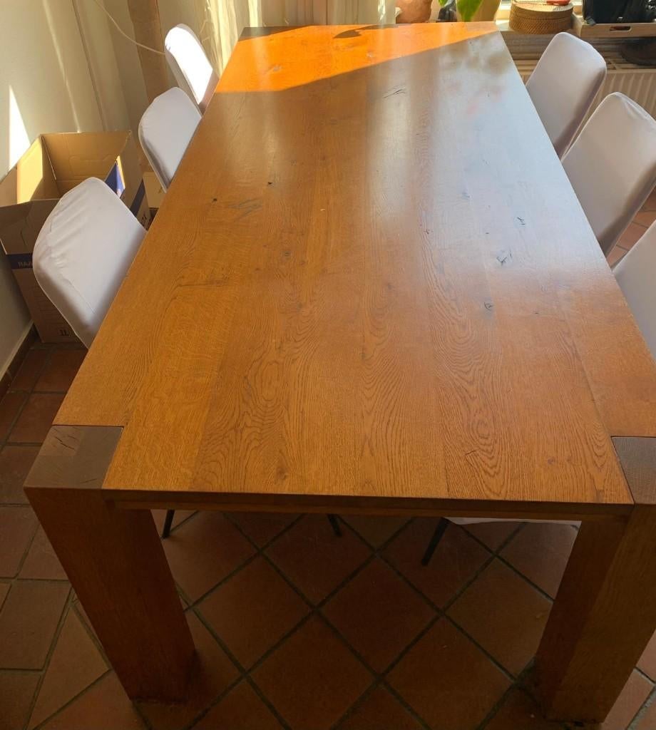 Tafel 100 bij 220 massief kersenhout, Huis en Inrichting, Tafels | Eettafels, Ophalen, Gebruikt, 100 tot 150 cm, 200 cm of meer