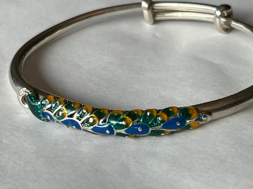 Zware Zilveren Armband Slang Emaille - Gekeurd 999, Sieraden, Tassen en Uiterlijk, Armbanden, Verzenden, Zo goed als nieuw, Zilver