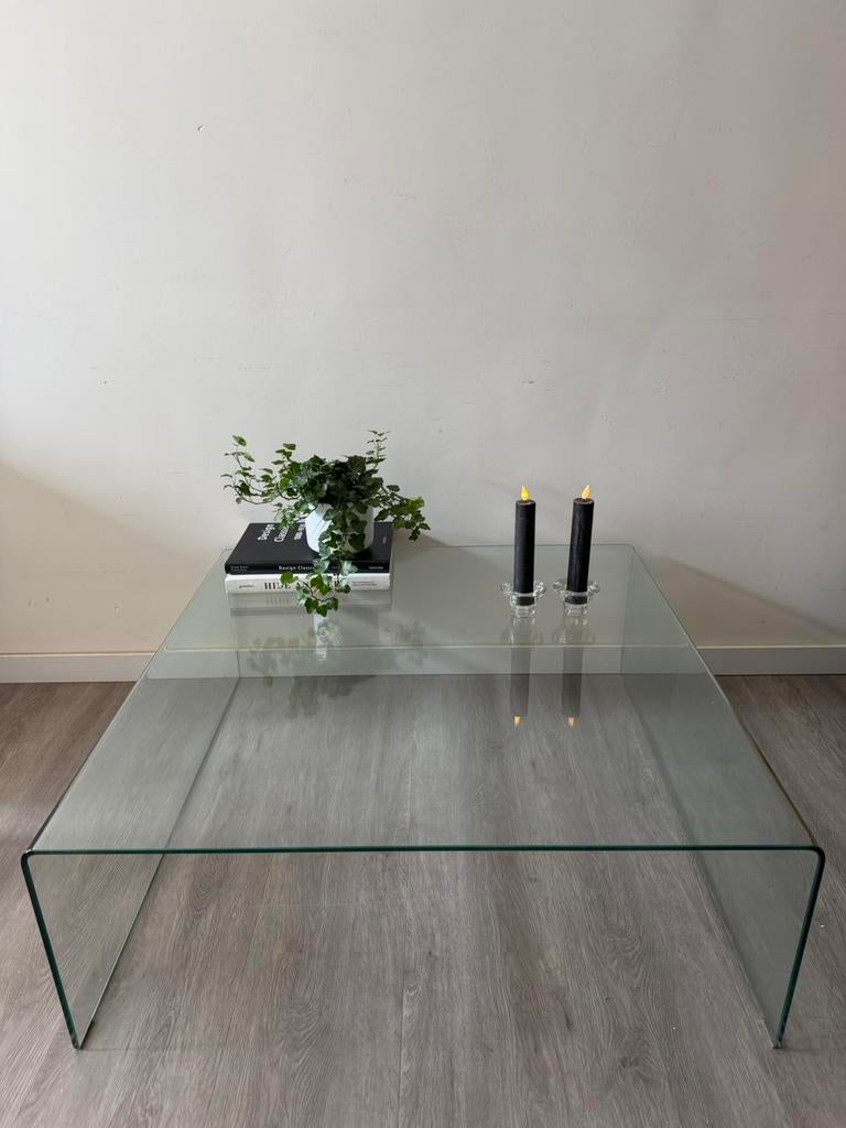 Waterfall table glazen mid century salontafel, Ophalen of Verzenden