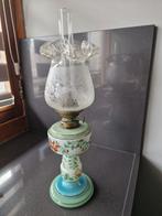 Antieke olielamp met handgeschilderde decoratie, Ophalen of Verzenden