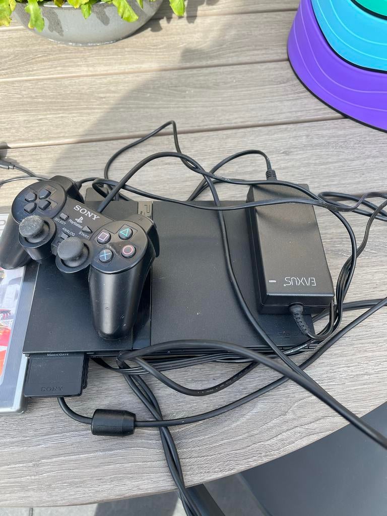 Playstation 2 met 3 spellen, Ophalen, Zwart, Met 1 controller, Slim