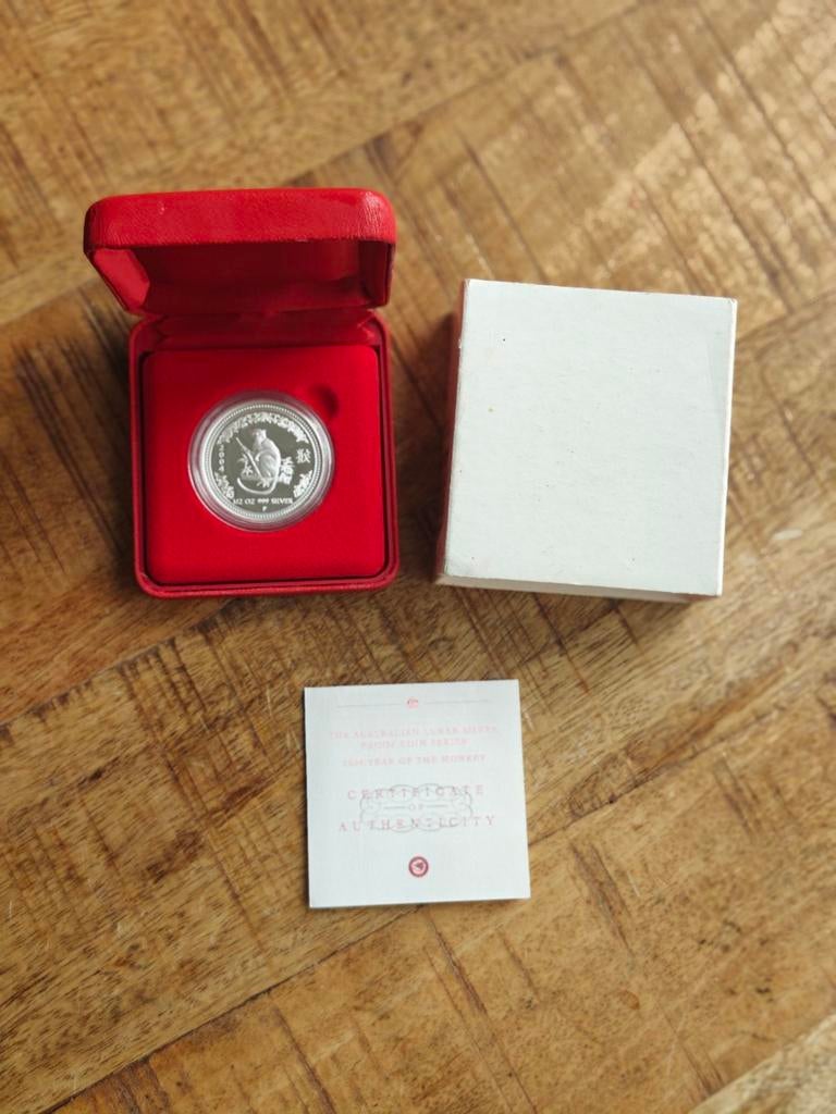 2004 Lunar Monkey Proof 1/2 oz Oplage 931 Zie ook andere, Ophalen of Verzenden, Losse munt, Zilver