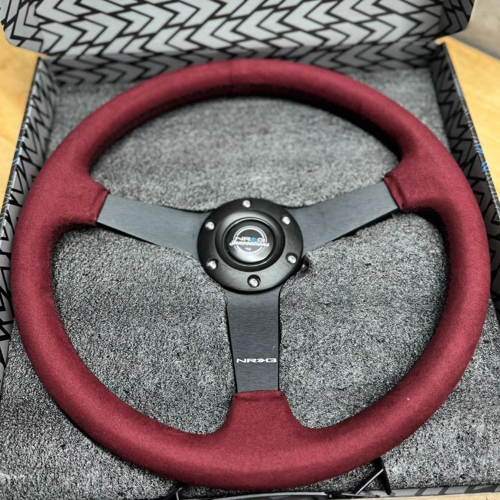 NRG Sportstuur Alcantara 350mm burgandy rood zwart