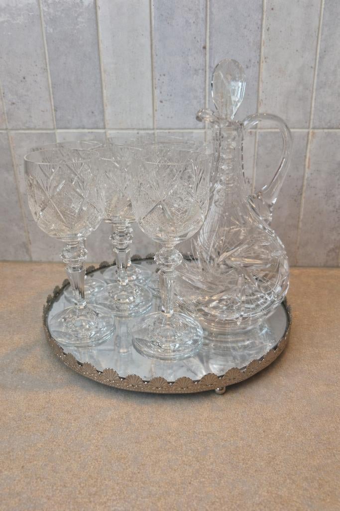 Vintage Boheems/Russisch Kristallen Glas - Diamant & Waaierm, Ophalen of Verzenden