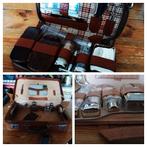 Vintage scheerset barberset reis toiletset leer koffer etui, Ophalen of Verzenden
