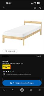 IKEA Neiden bedframe met matras 90x200cm, Gebruikt, 90 cm, Eenpersoons, Beige
