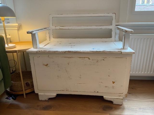 Houten klepbank met opbergruimte, Antiek en Kunst, Antiek | Meubels | Stoelen en Banken, Ophalen