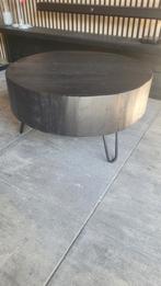 Zwarte metalen salontafel van mangohout merk Goossens., Huis en Inrichting, Tafels | Salontafels, Ophalen, 50 tot 100 cm, Rond