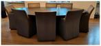 Grote eetkamertafel Esperia Nova met 8 lederen stoelen, Ophalen, 100 tot 150 cm, 200 cm of meer, Zo goed als nieuw