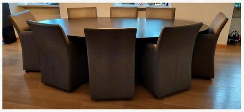 Grote eetkamertafel Esperia Nova met 8 lederen stoelen, Huis en Inrichting, Tafels | Eettafels, Zo goed als nieuw, 100 tot 150 cm