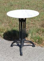 Gietijzeren Bistrotafel met Marmeren Blad, Tuin en Terras, Tuintafels, Ophalen, Gebruikt, Rond, Nvt