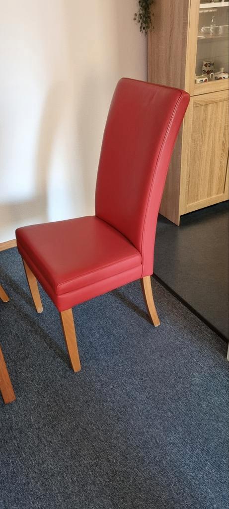 Eetkamerstoelen rood leer, Huis en Inrichting, Complete eetkamers, Zo goed als nieuw, Ophalen